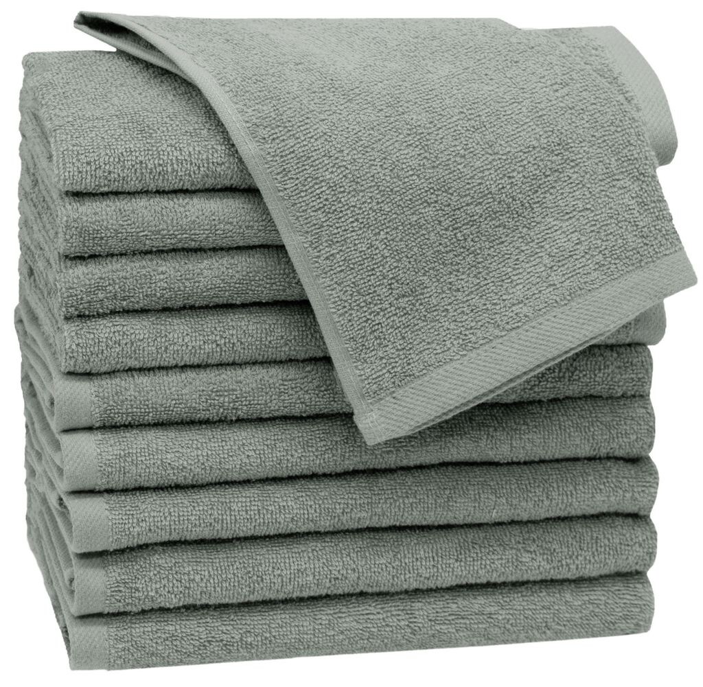 

Комплект из 10 гостевых полотенец, хлопок, 30х50 см, 420г/кв.м, бензиново-синий Zollner, светло-серый