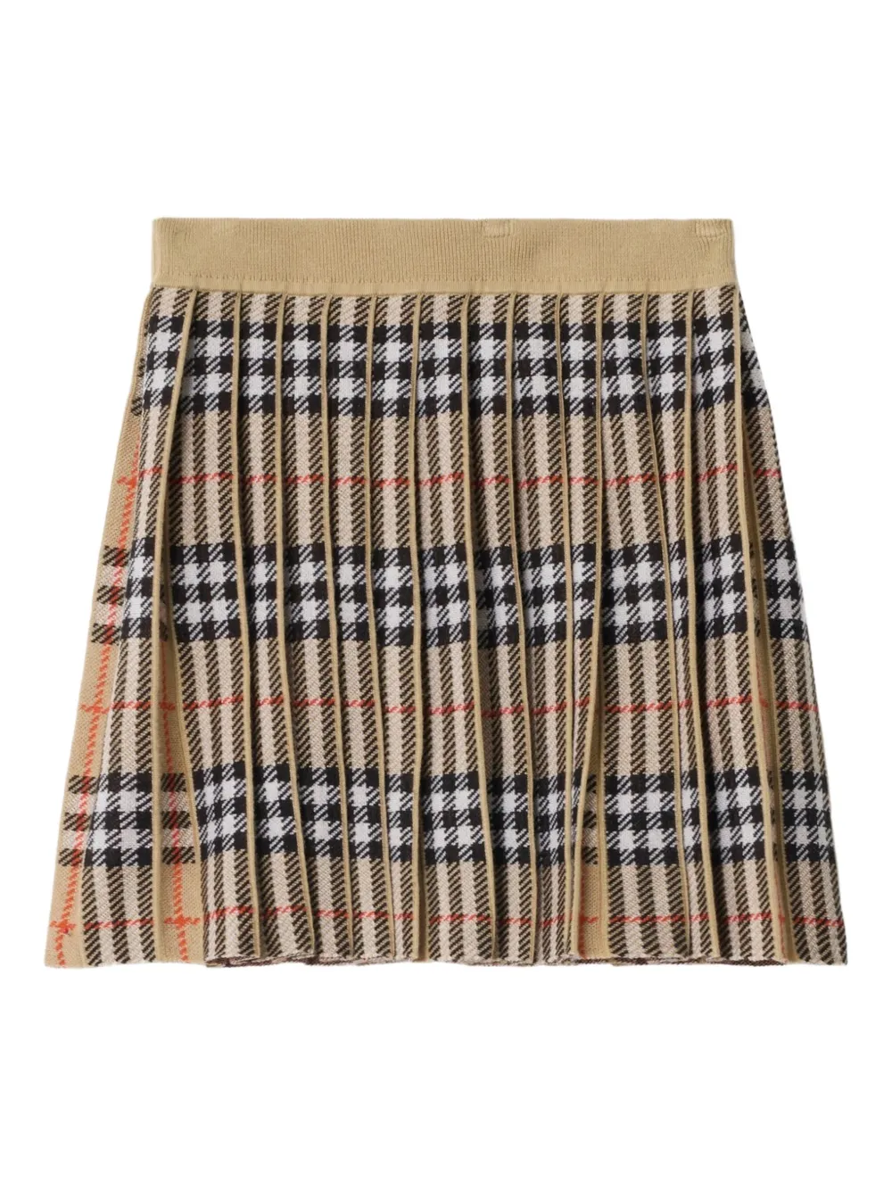 Клетчатая юбка со складками Burberry Kids, бежевый — фото 2