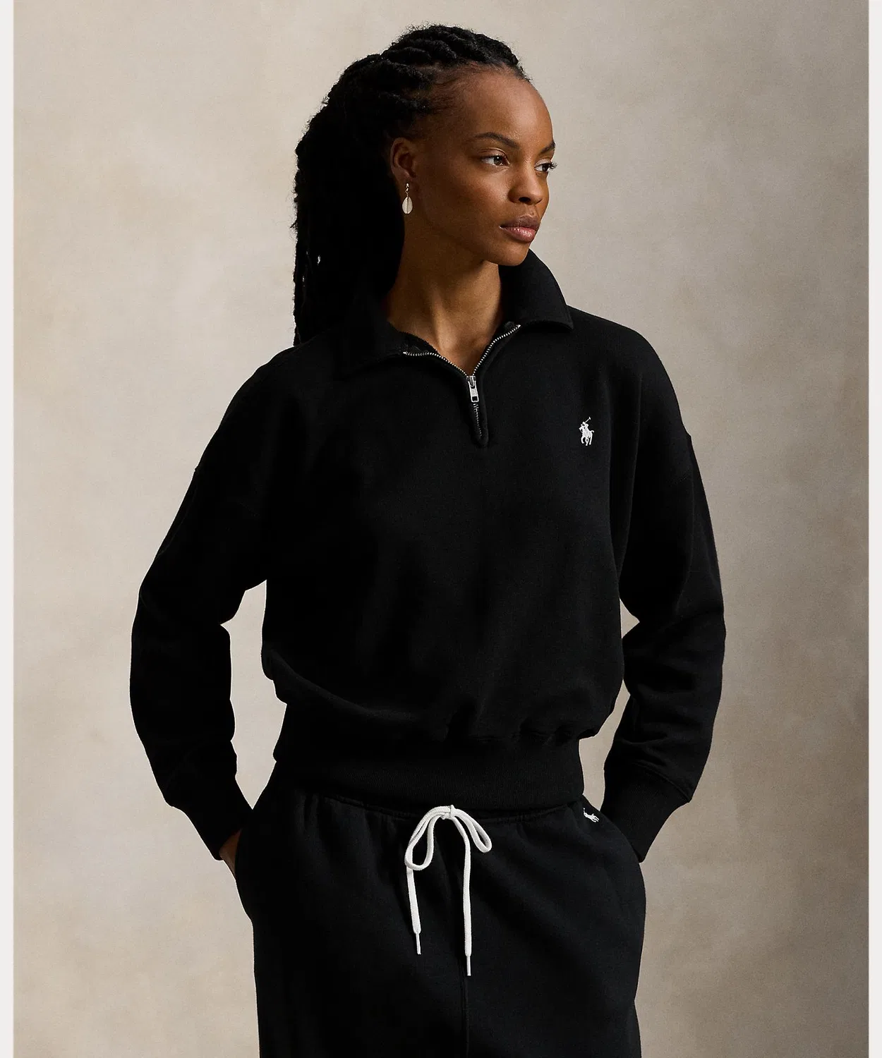 Флисовая кофта Polo Ralph Lauren с четвертью молнии, светло-серая