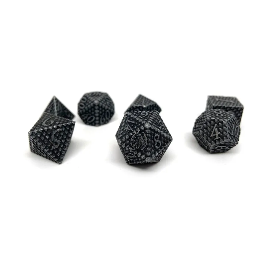 

Полимерный набор из чешуи дракона — серебро (7), Dice - Metal 7 Piece Poly Sets (Easy Roller Dice)