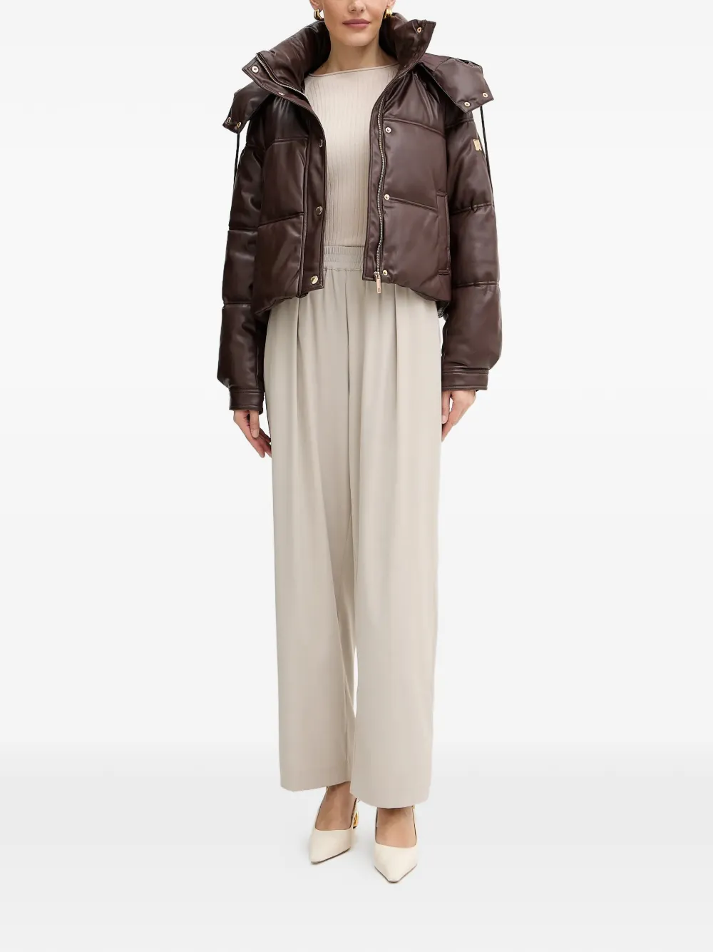 

Стеганая куртка с капюшоном Fracomina, коричневый