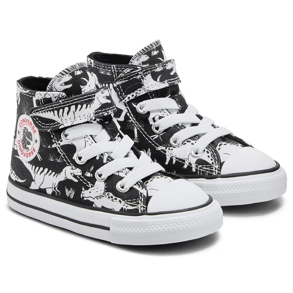 

Детские кеды chuck taylor all star 1v высокие с одной застежкой для малышей Converse, black/dinosaur