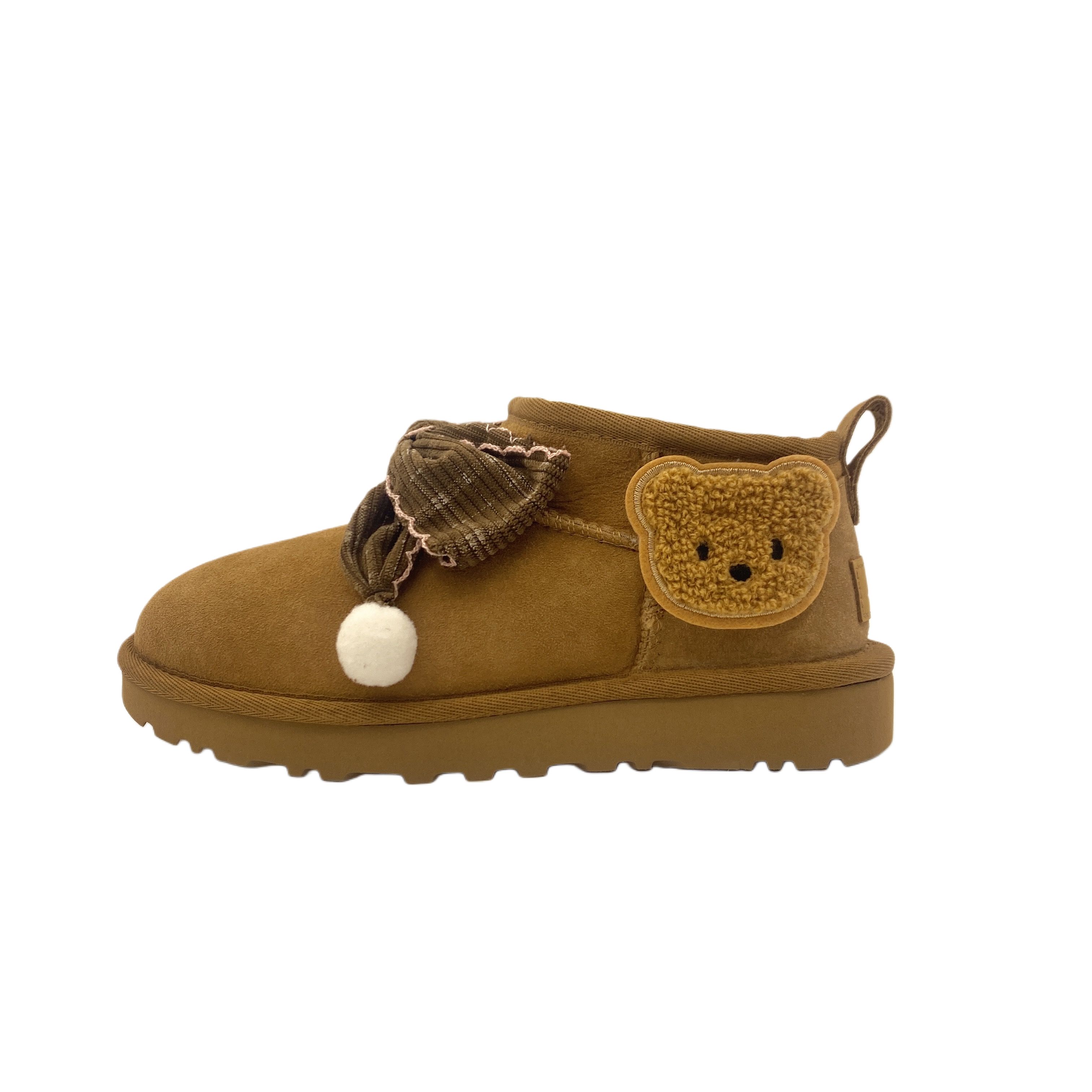 Ботинки противоскользящие UGG Classic Ultra Mini Christmas Bear, каштаново-коричневый