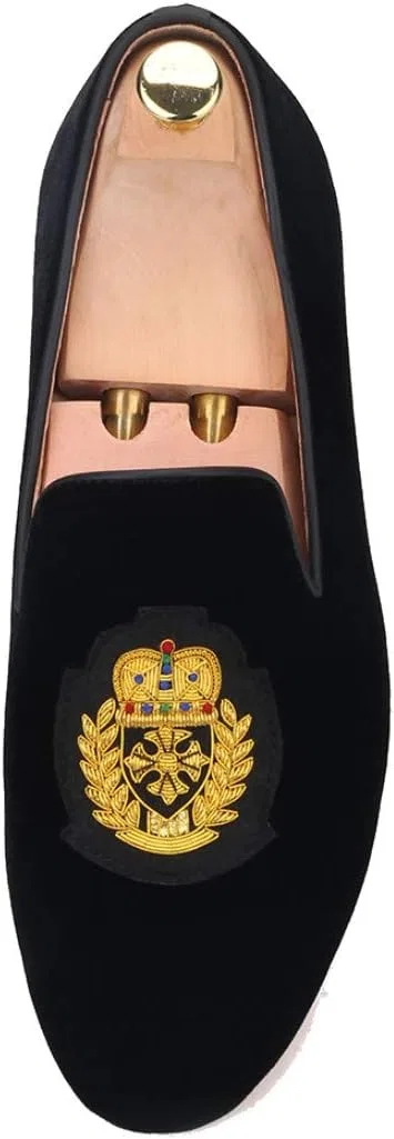 Лоферы FERUCCI Black Velvet с вышивкой, черные