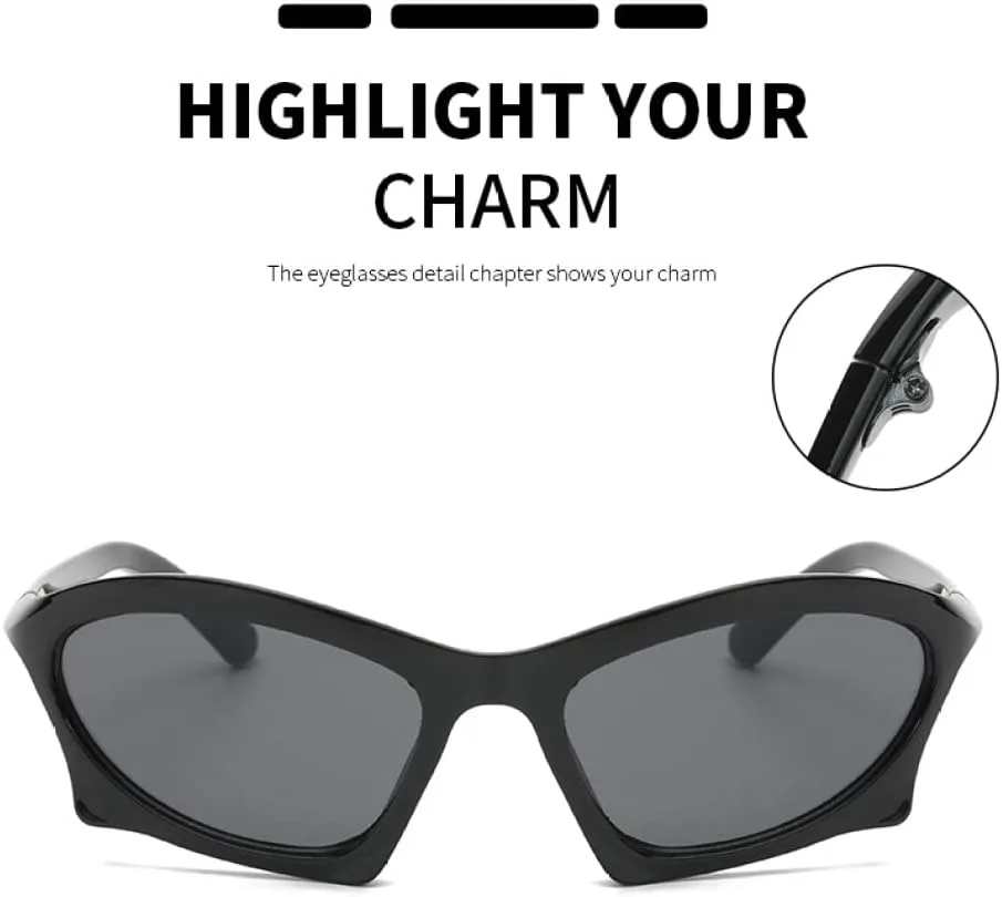 

Модные панк-солнцезащитные очки для женщин, спортивные солнцезащитные очки, защитные очки для мужчин, многоугольные очки, очки обтекаемой формы generic, 2