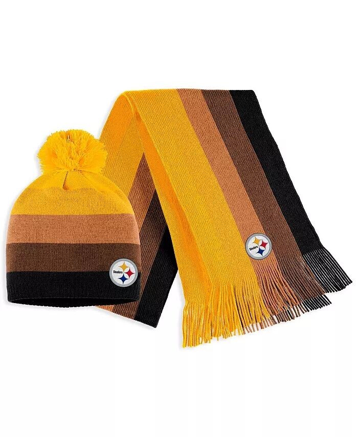 

Женский комплект из шапки и шарфа Pittsburgh Steelers Ombre Pom Gold WEAR by Erin Andrews
