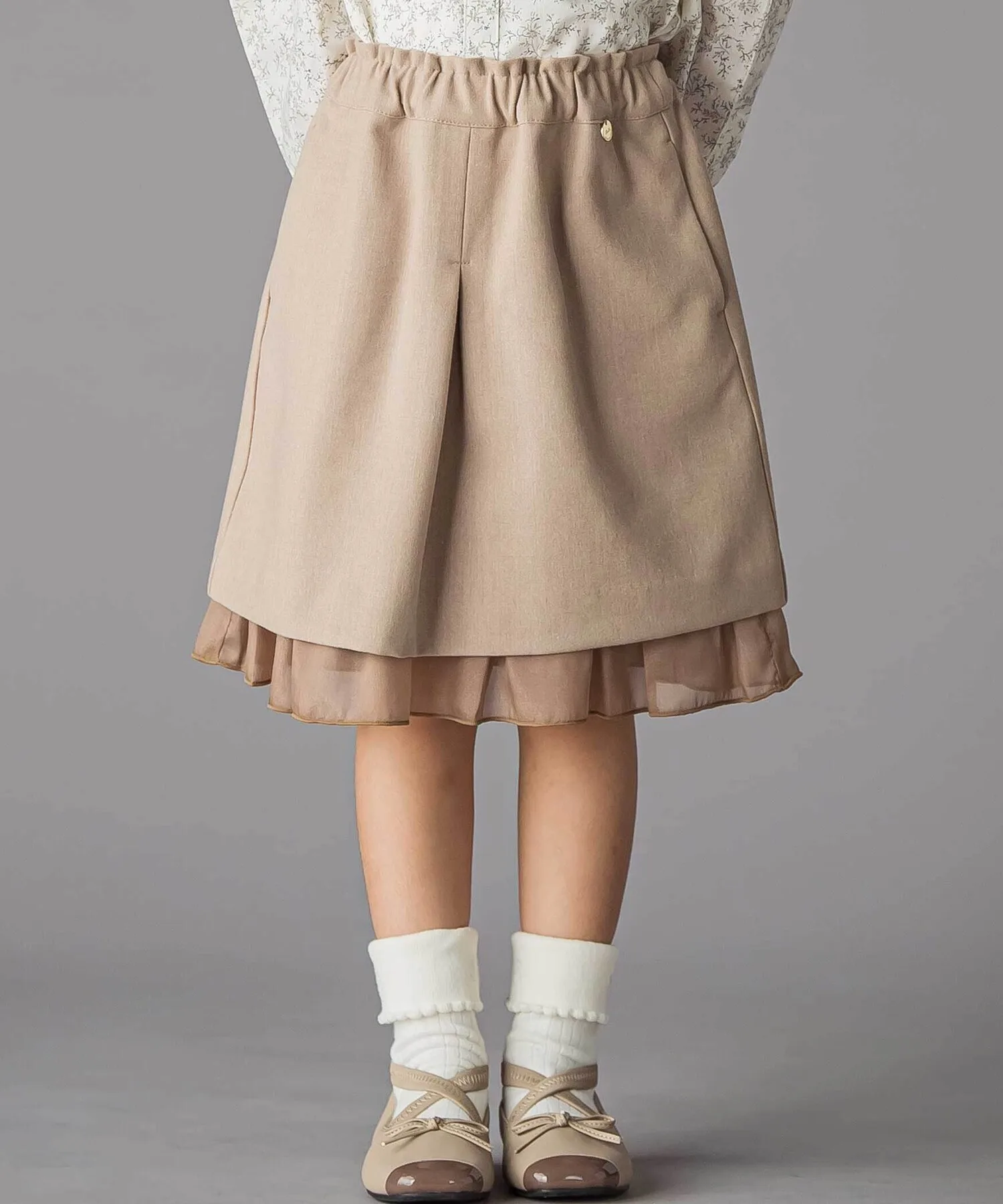Детская юбка с ламе и плиссе BeBe Petits Pois Vert бежевая