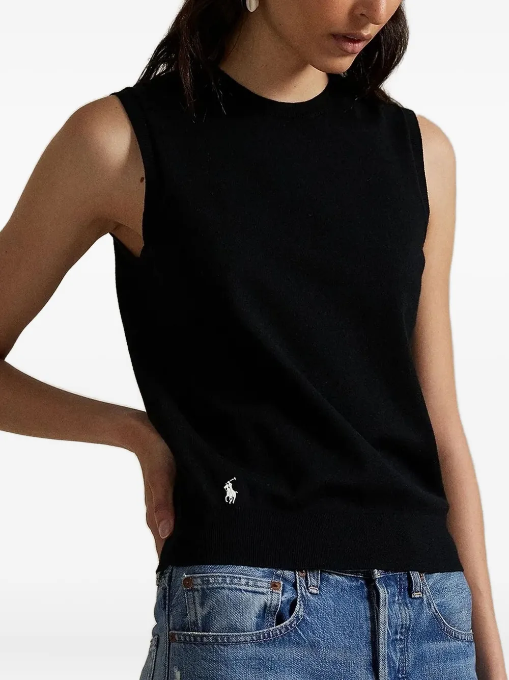 

Трикотажный топ с круглым вырезом POLO RALPH LAUREN, черный