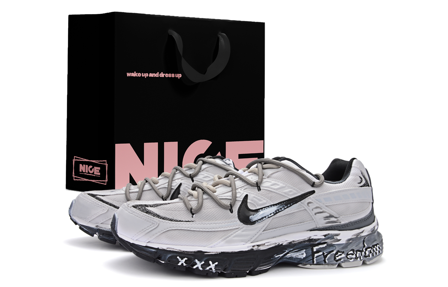 

Инициатор амортизация устойчивость к истиранию дышащий низкий верх повседневный городской поездки беговые кроссовки unisex desert gray Nike, серый