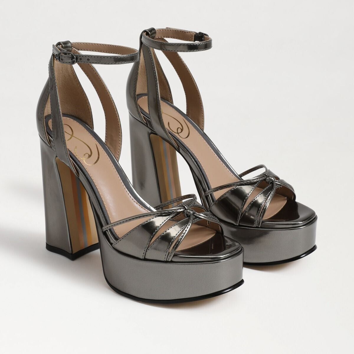 Женские туфли Sam Edelman Kamille I7555S3301 на каблуке 9,5 см, серые, с ремешком на щиколотке KHD219, серый