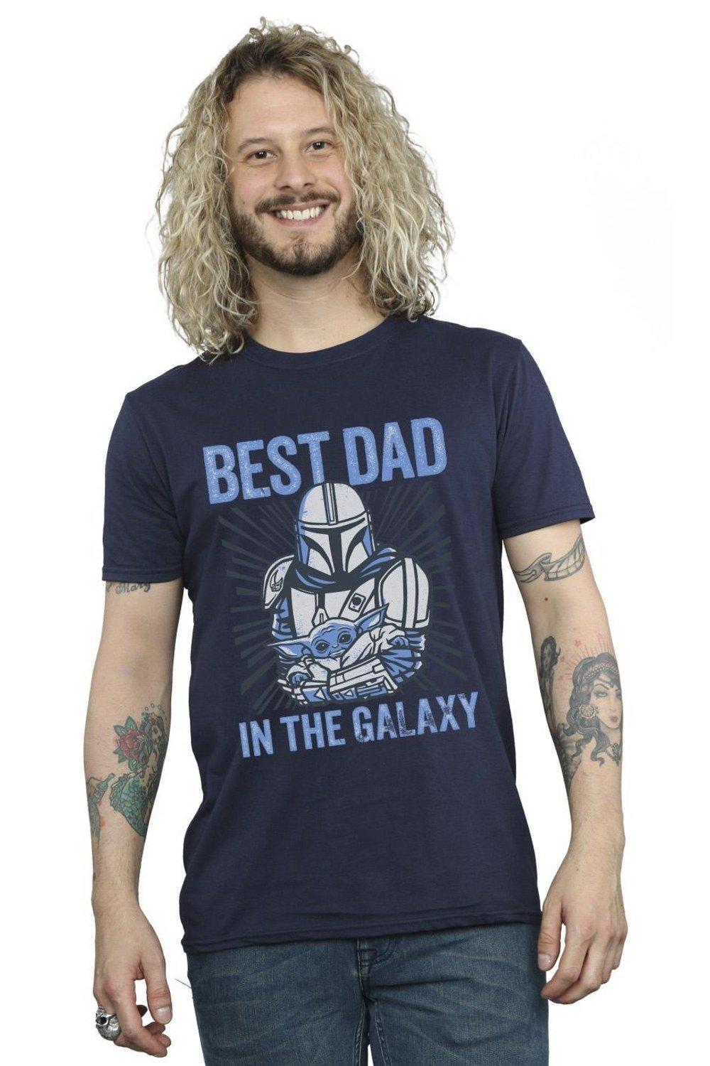 

Футболка Mandalorian Best Dad Galaxy Star Wars, темно-синий