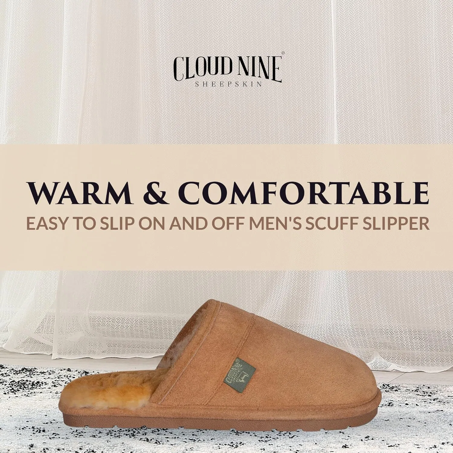 Тапочки из овчины, на мягкой подошве, Chestnut Cloud Nine Sheepskin — фото 2