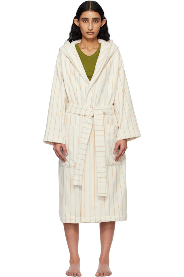 

Терри халат с капюшоном Tekla, цвет sienna stripes