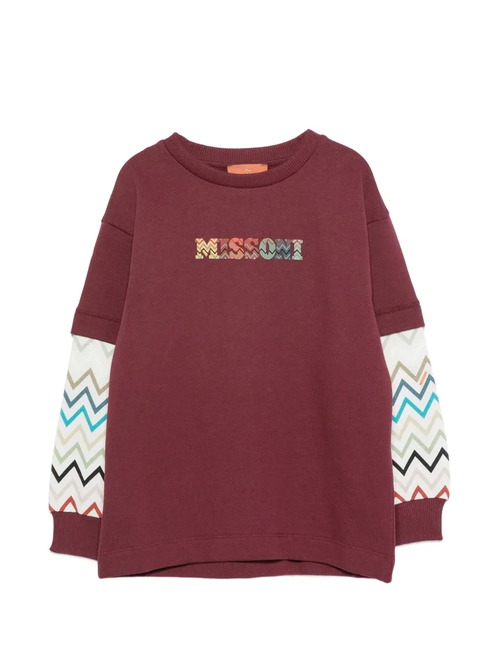 Хлопковый свитшот с вышитым логотипом и зигзагообразным узором Missoni Kids, красный