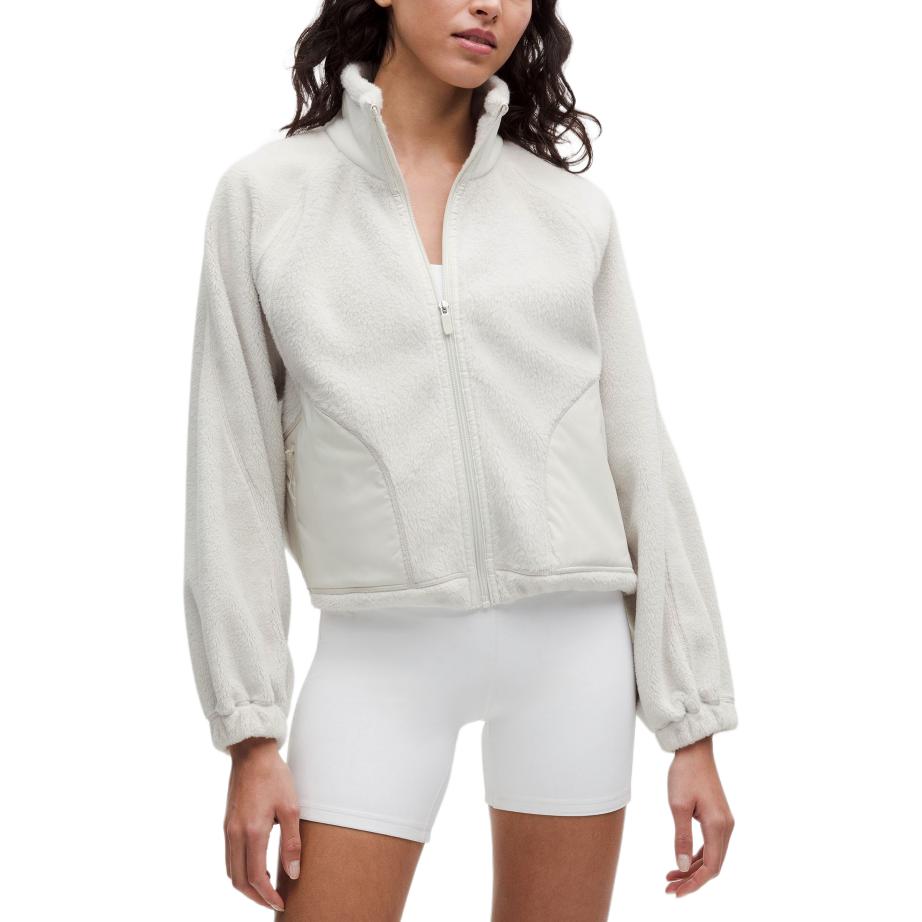 

Женская флисовая куртка с контрастными вставками Lululemon, dove серый/bone белый/dvgy/bone