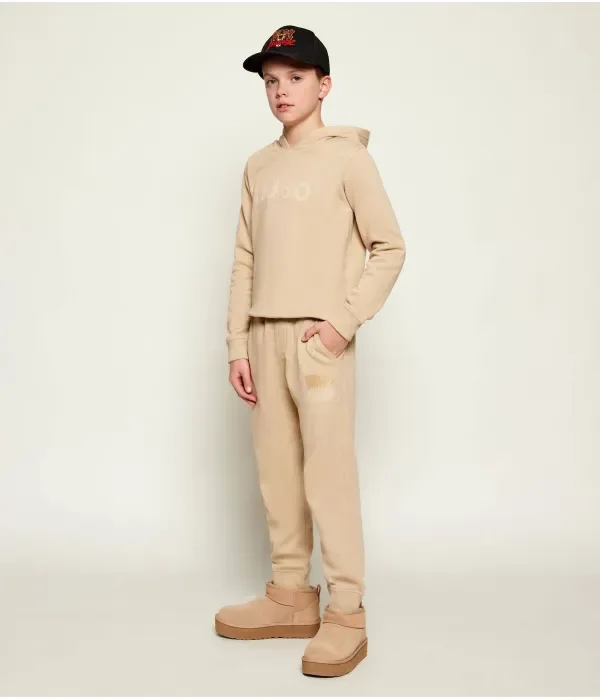 Толстовка regular fit Hugo Kids, бежевый — фото 2
