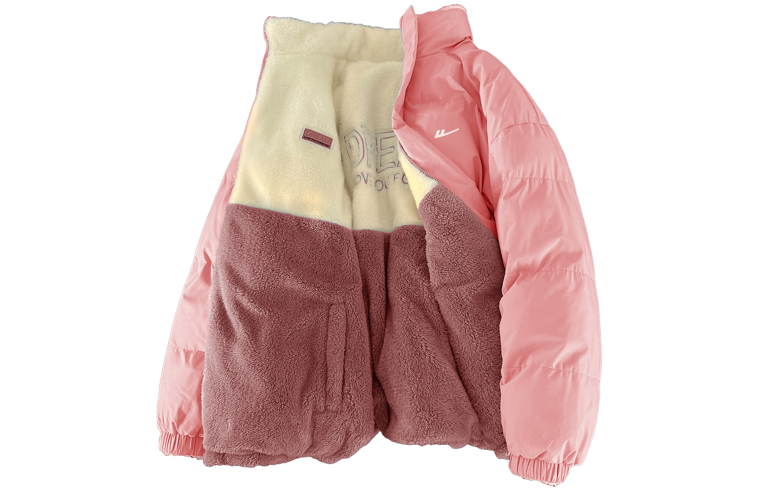 

Пуховик Unisex Stand Collar Fleece lined Padded Puffer Jacket WARRIOR, розовый