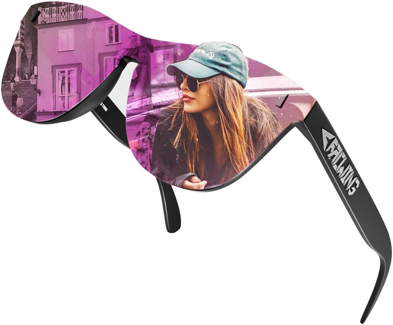 

Солнцезащитные очки ROCKNIGHT Driving Fashion HD с поляризацией, защитой от УФ-излучения UV400 и антибликовым покрытием, оправой TR90, легкие, для пляжа и походов, Black Frame/Pink Lens