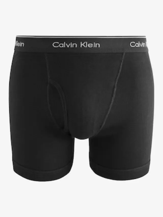 Хлопковые боксерские трусы с логотипом на поясе, черно-серо-белый Calvin Klein — фото 4