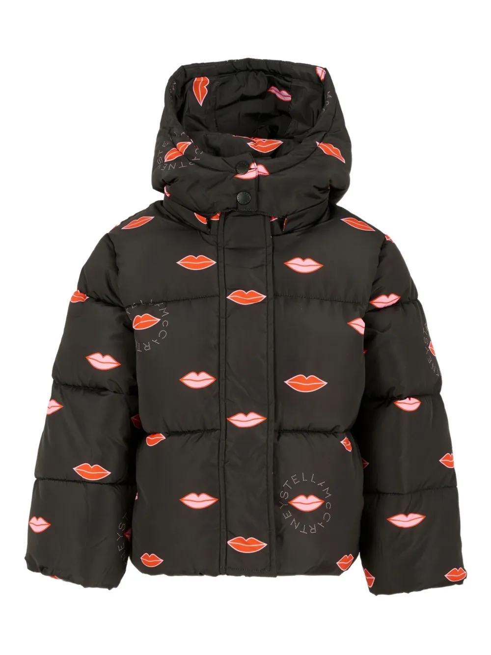 

Куртка-пуховик с принтом губ Stella McCartney Kids, черный