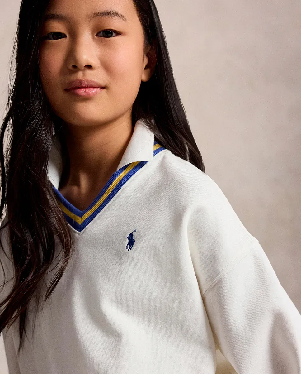 Детская хлопковая толстовка с деталями на воротнике Polo Ralph Lauren, белый — фото 2