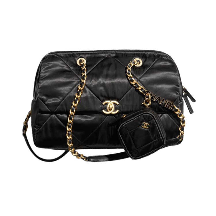 

Сатиновая сумка для боулинга, женская сумка через плечо Tubas черная CHANEL