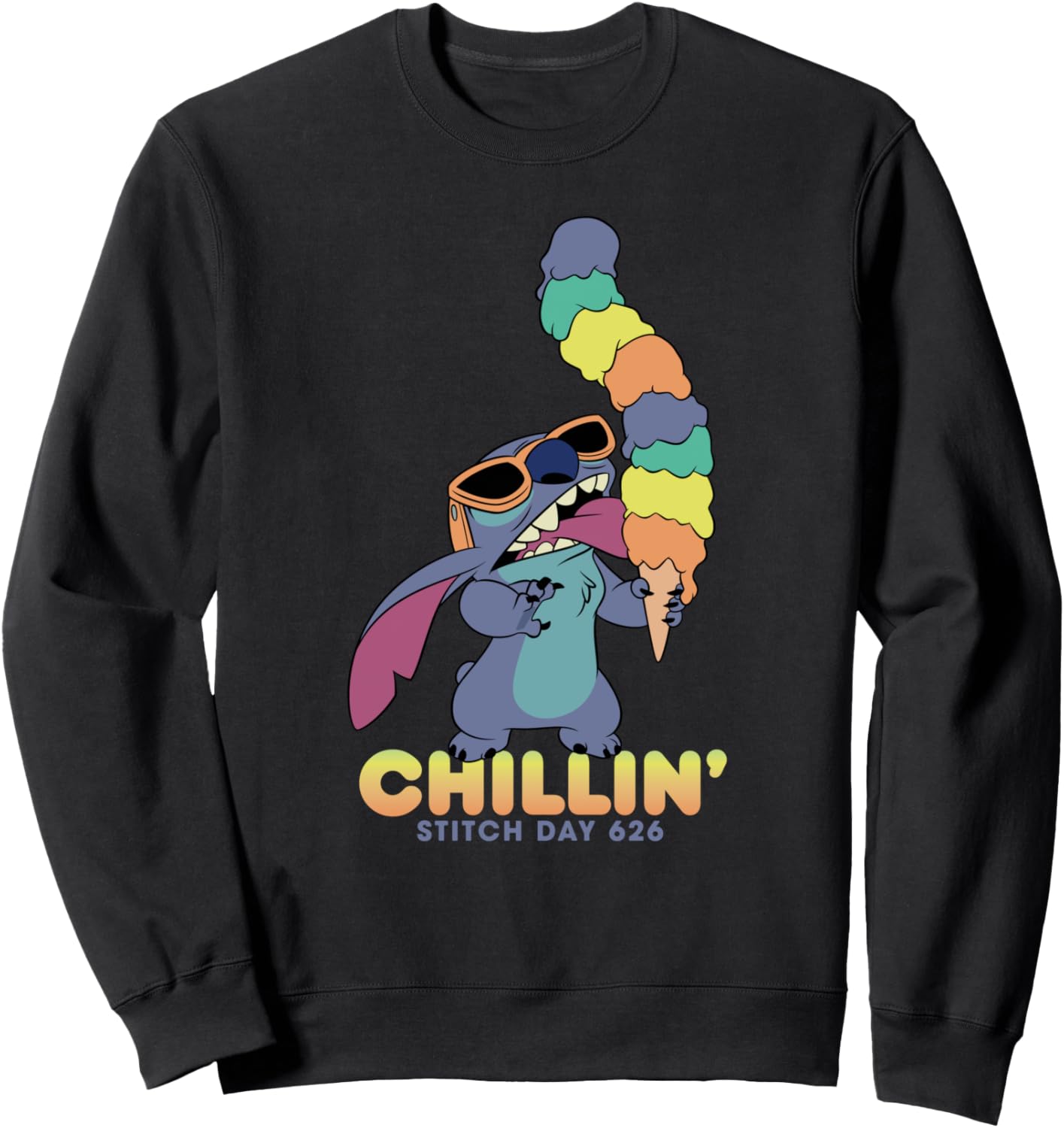 

Толстовка Disney Lilo and Stitch Ice Cream Chilin, черная, Черный, Толстовка Disney Lilo and Stitch Ice Cream Chilin, черная