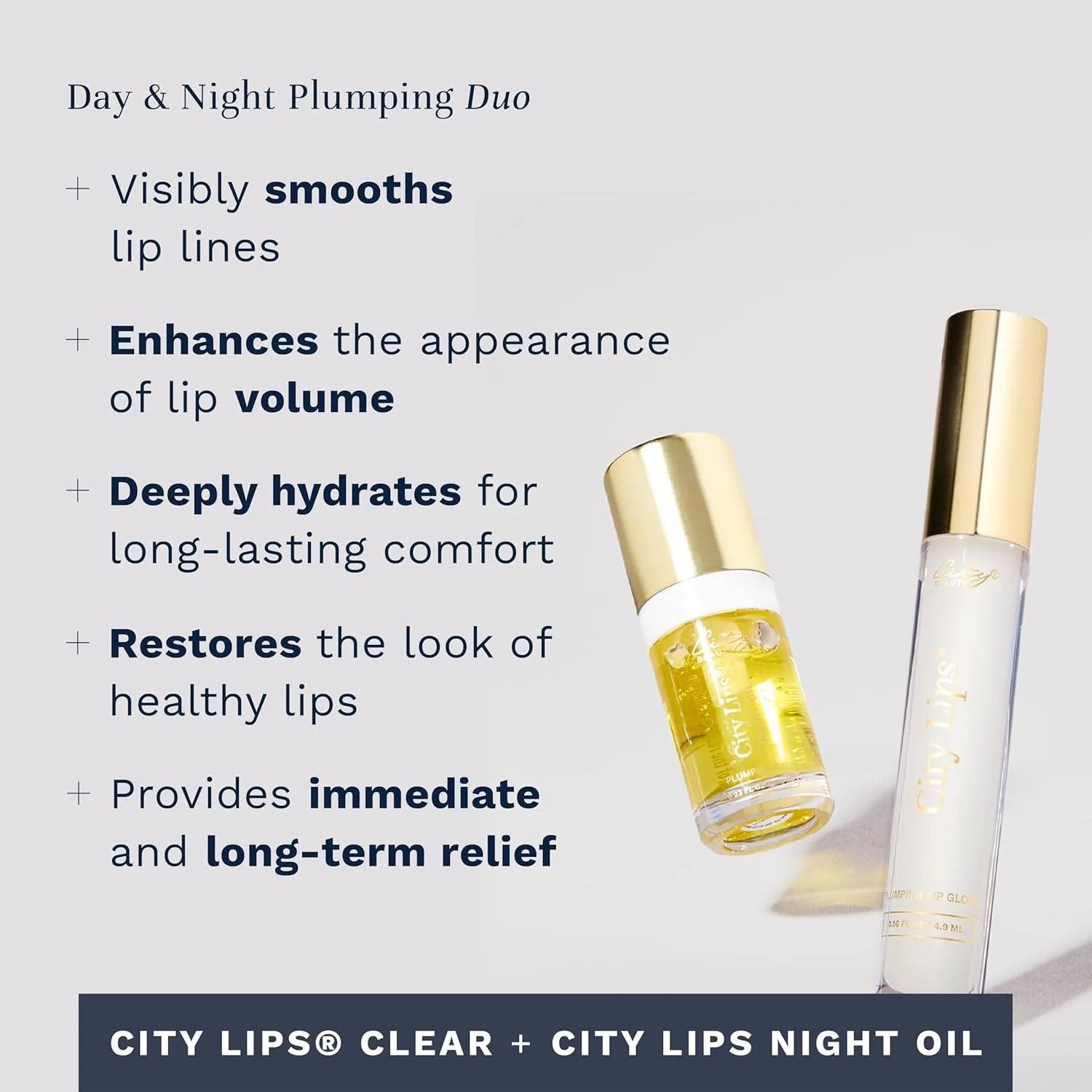 City Beauty Day & Night Lip Plumping Duo - City Lips Clear 4,7 мл + City Lips Night Oil 6,8 мл, увлажняющая антивозрастная формула для более полных и гладких губ — фото 4