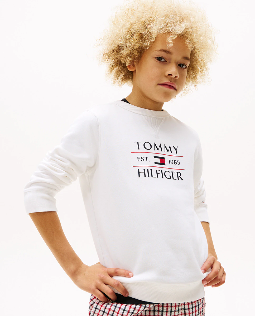 

Толстовка для мальчиков с круглым вырезом и логотипом спереди Tommy Hilfiger, белый