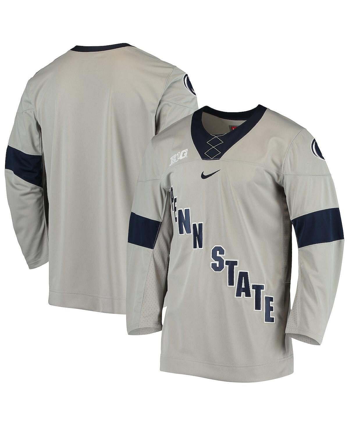 

Мужская серая хоккейная майка Penn State Nittany Lions Replica Nike