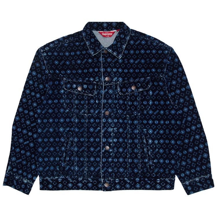 

Куртка Supreme Flocked Denim Trucker Jacket, Blue