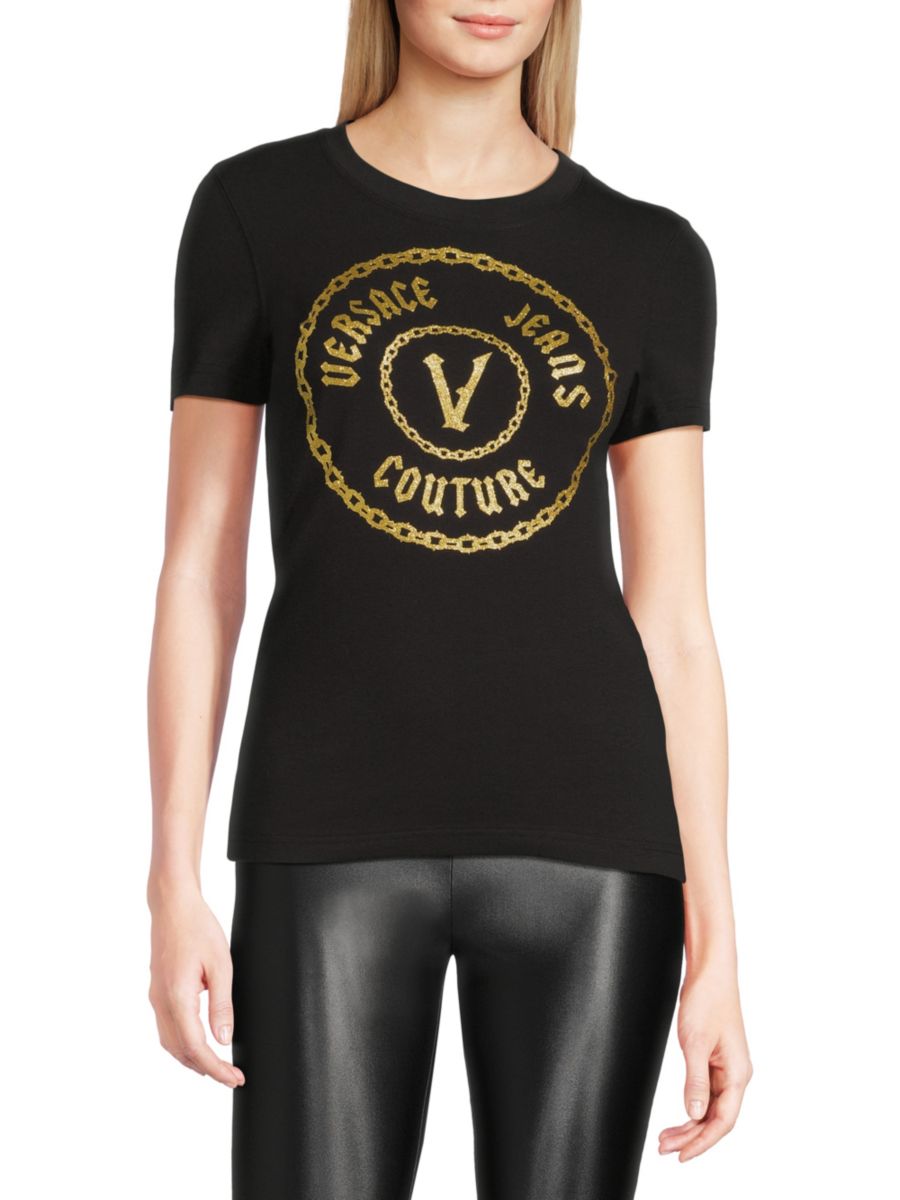 

Футболка с графическим логотипом Versace Jeans Couture, цвет Black Gold