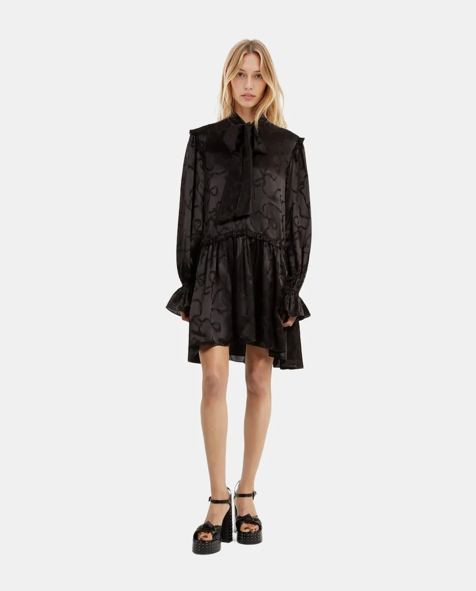

Короткое платье из жаккардовой ленты The Kooples, черный