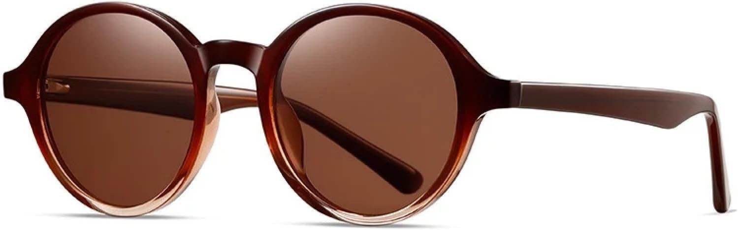 

Мужские солнцезащитные очки в стиле ретро, ​​круглые, для активного отдыха и вождения, модные панк-очки, двухцветные, с защитой от УФ-излучения UV400, роскошные женские очки TVTBBVV, Red Brown Brown