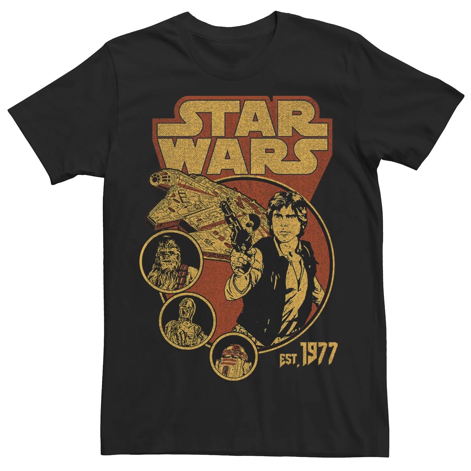 

Мужская оценка Футболка с плакатом и коллажем с персонажами 1977 года Star Wars