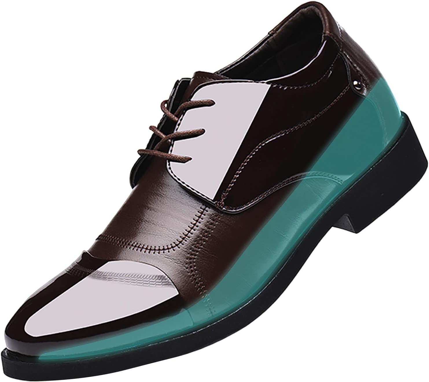 

Мужские кожаные туфли CsgrFagr с высокой посадкой, лакированная кожа, британский стиль, деловой повседневный стиль, мужские кожаные туфли для торжественных случаев (темно-синий, размер 8)