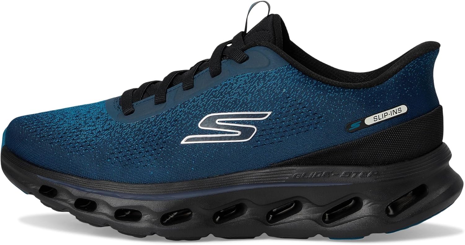 Мужские кроссовки Skechers Go Walk Glide Step 2.0 Maser, без застежек, черный/синий/темно-синий — фото 4