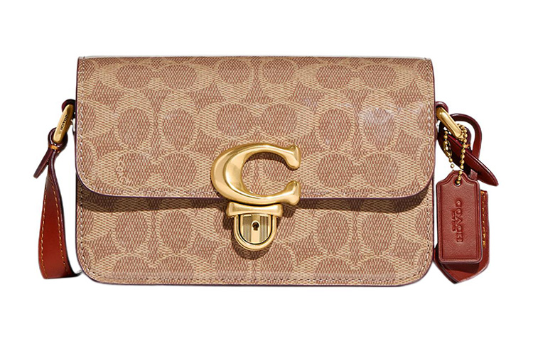 

COACH Сумка кроссбоди из студийной лаковой кожи с телячьей кожей женская хаки