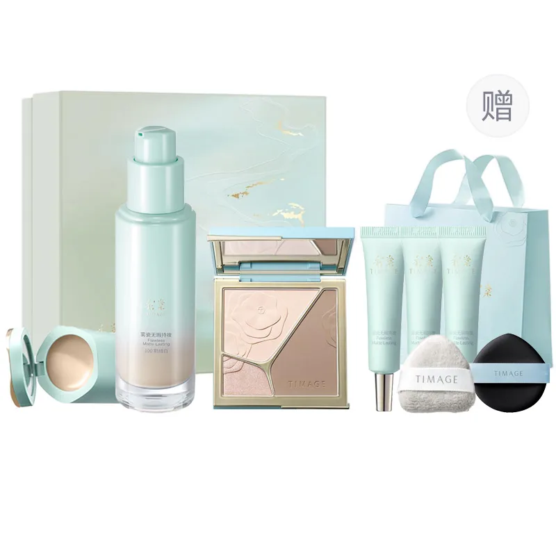 TIMAGE Набор косметики для женщин, #A02 Contouring Palette+100 Mixed Oil Liquid Foundation