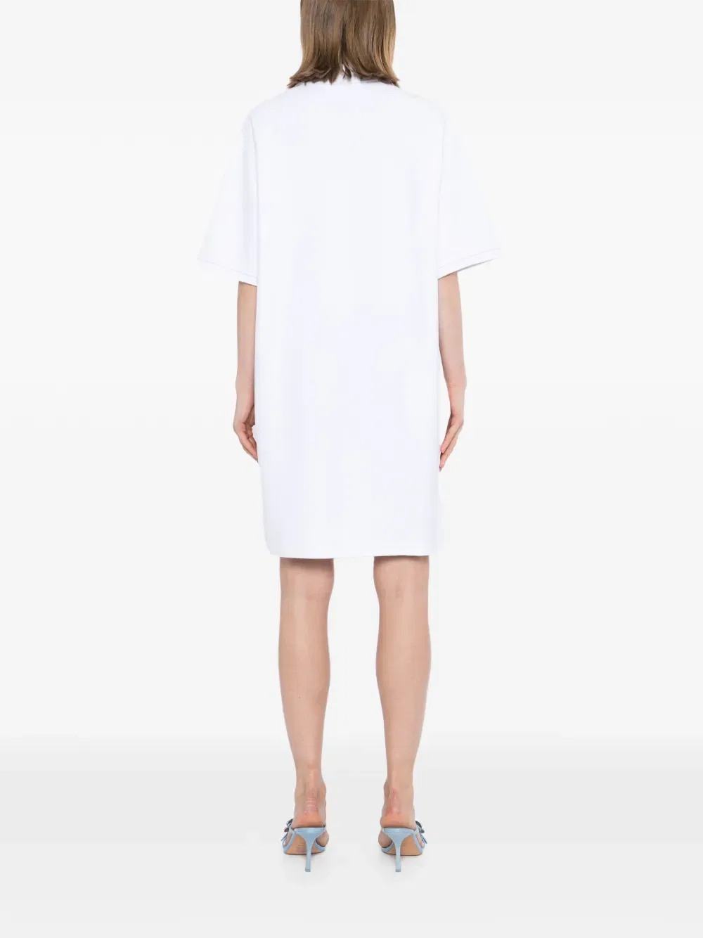 Мини-Платье с вышитым логотипом и карманами Alexander Wang, белый — фото 4
