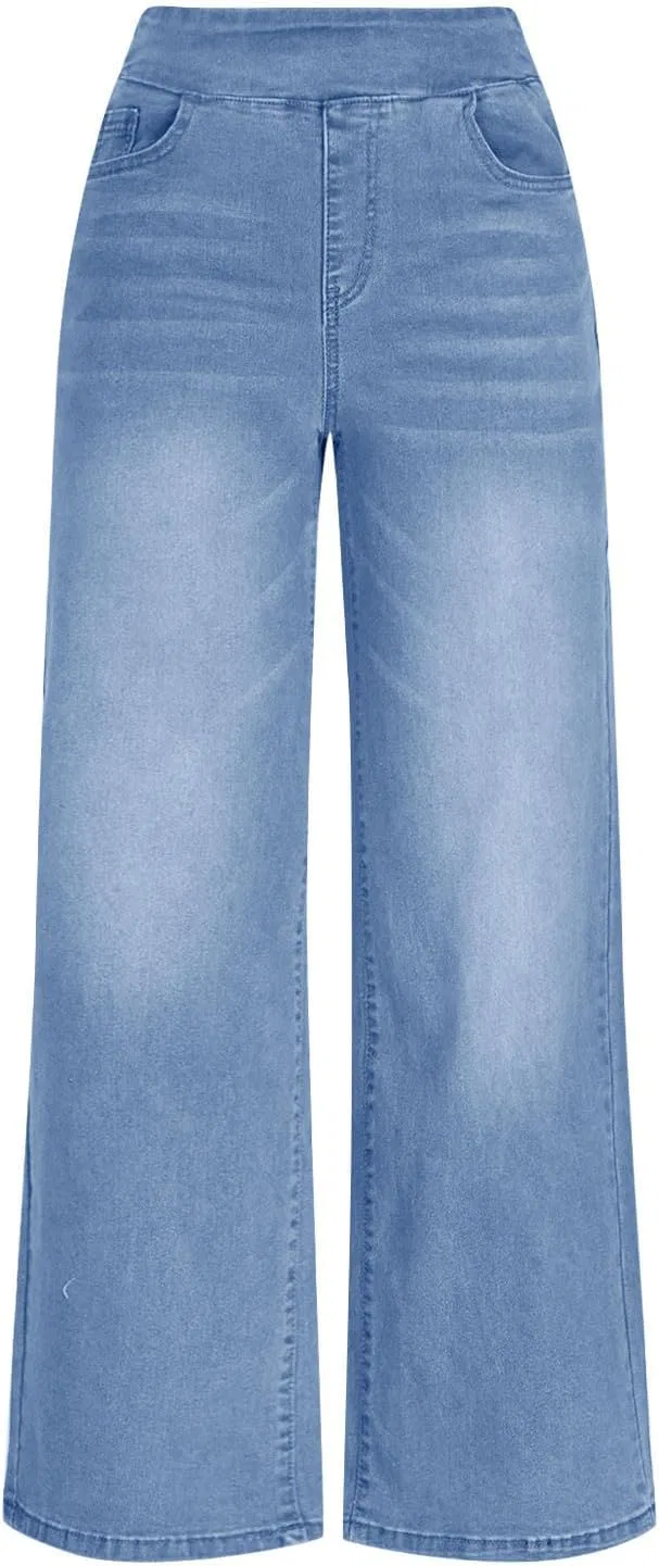Джинсы прямого кроя Women's Stretchy Straight Leg Denim, Light Blue — фото 4