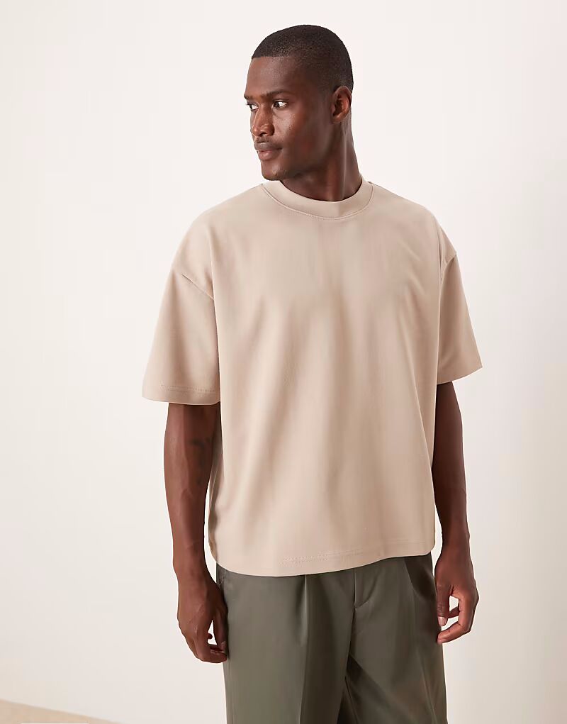 

Футболка свободного кроя ASOS DESIGN BreatheMAX из плотной ткани в каменном цвете