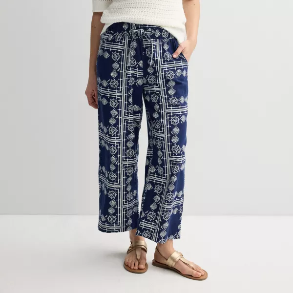 

Женские льняные брюки-кюлоты Sonoma Goods For Life, цвет blue nautical print