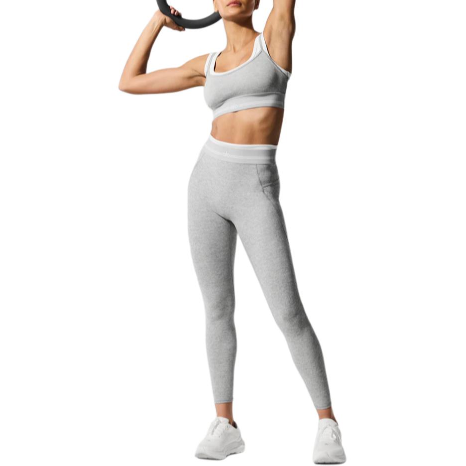 

Вязаные спортивные штаны женские Alo Yoga, серый серый/белый