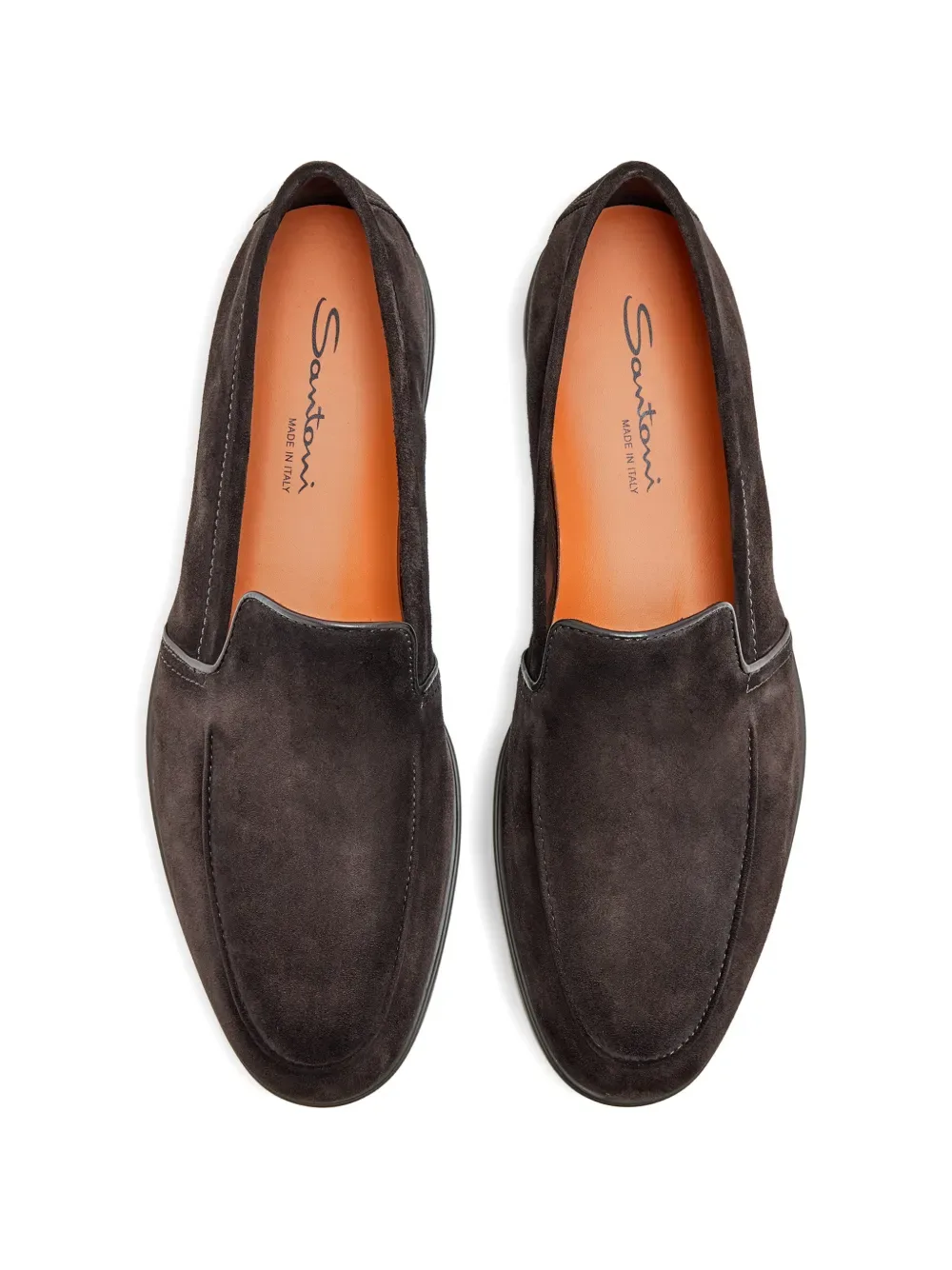 Santoni Темно-коричневые лоферы с контрастной прострочкой — фото 3