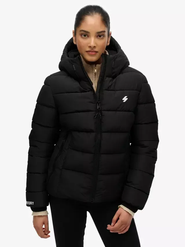 Пуховая куртка Spirit Sports с капюшоном, черная Superdry — фото 4