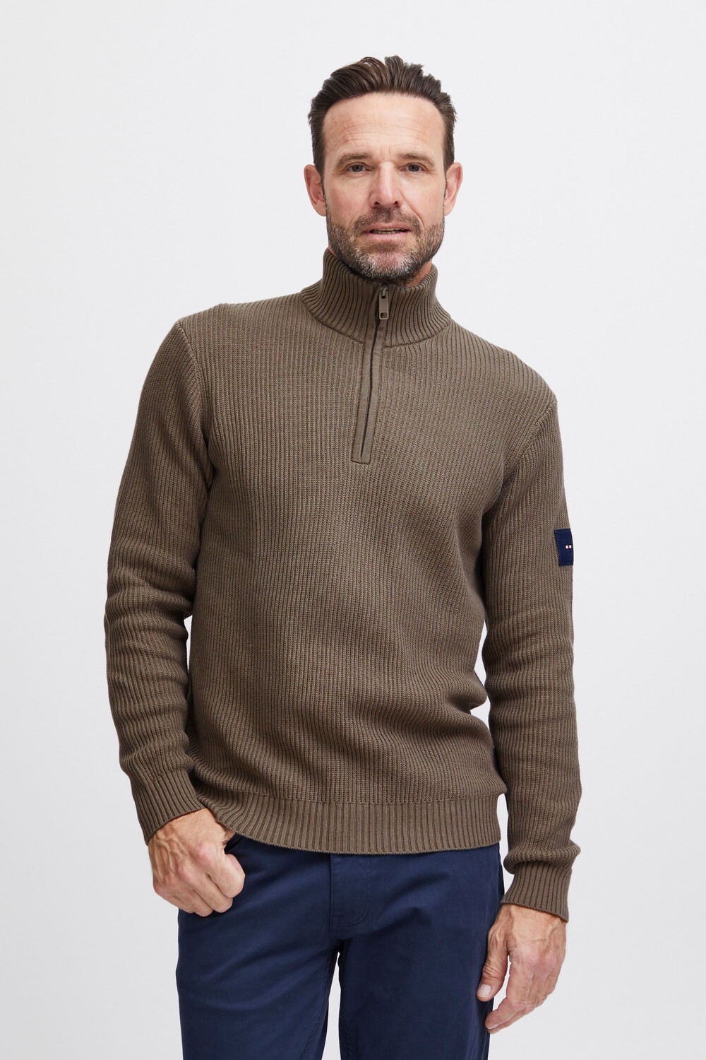 

Пуловер FQ1924 Strick FQKyle ribbed texture halfzip 21900568, зеленый