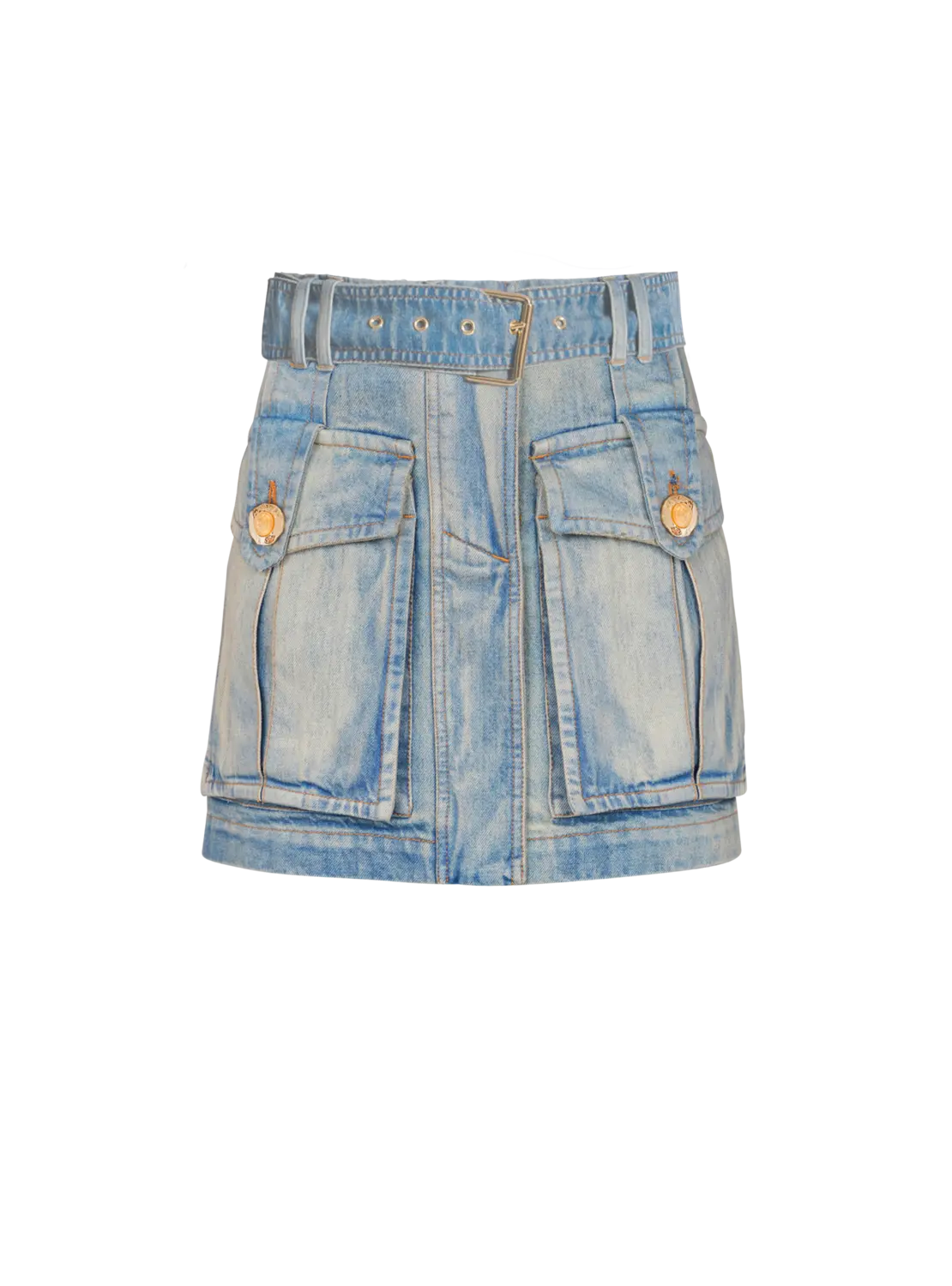 

Джинсовая юбка с карманами Balmain, синий