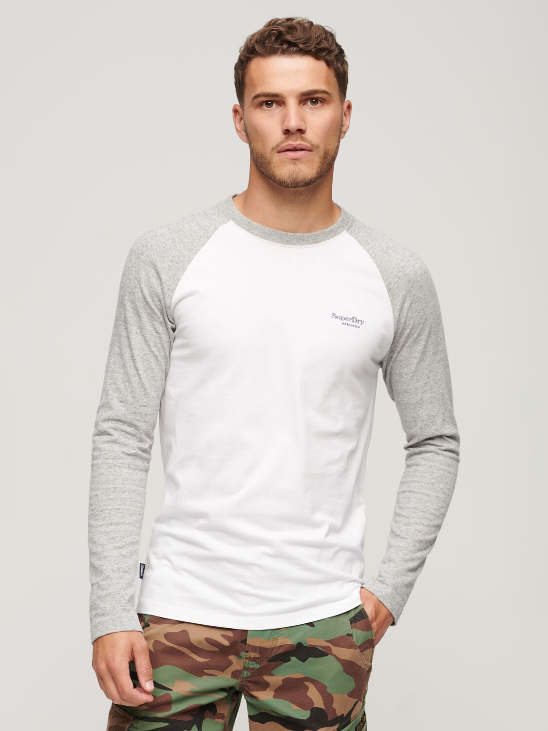 

Бейсбольная футболка с длинными рукавами Essential Superdry, оптический/спортивный серый