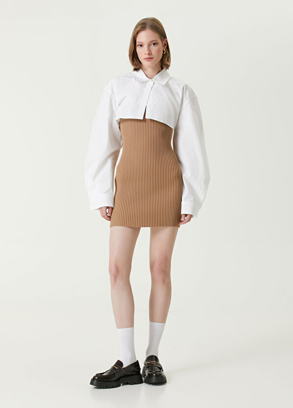 Укороченное платье-рубашка Alexander Wang, бежевый